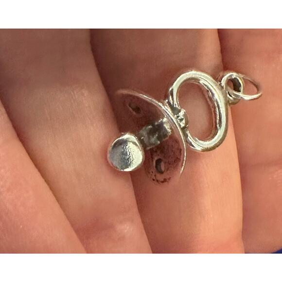 Sterling Silver Oxidized 3D Baby Pacifier Charm - Picture 1 of 4